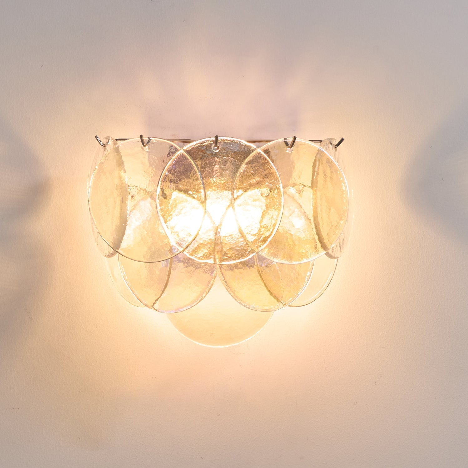 Lunaria Disc Wall Lamp | Handcrafted Murano Glass | Nickel Frame