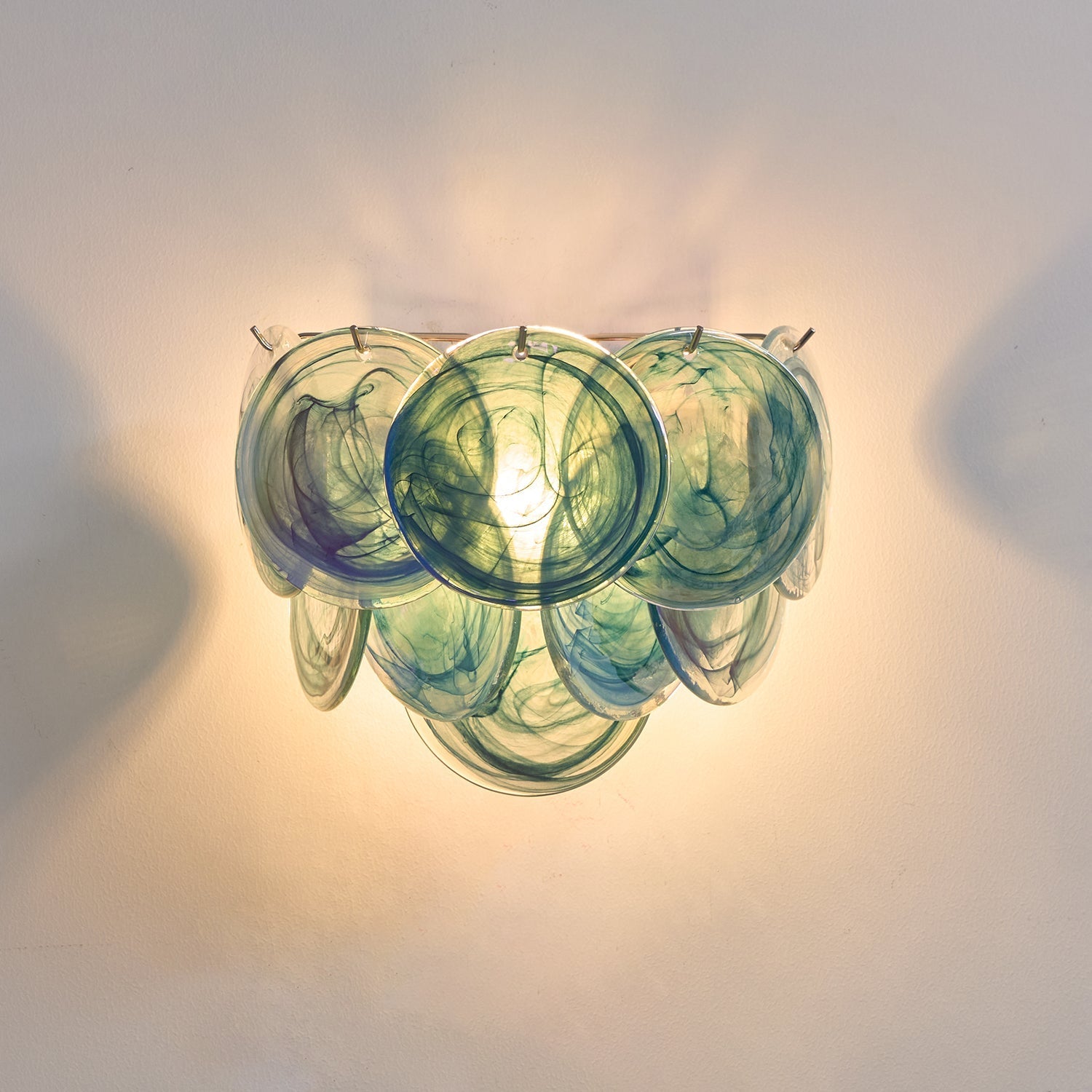 Lunaria Disc Wall Lamp | Handcrafted Murano Glass | Nickel Frame