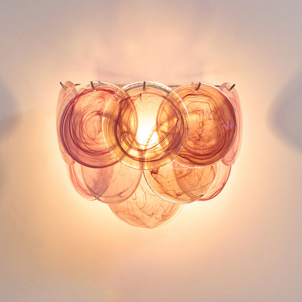 Lunaria Disc Wall Lamp | Handcrafted Murano Glass | Nickel Frame