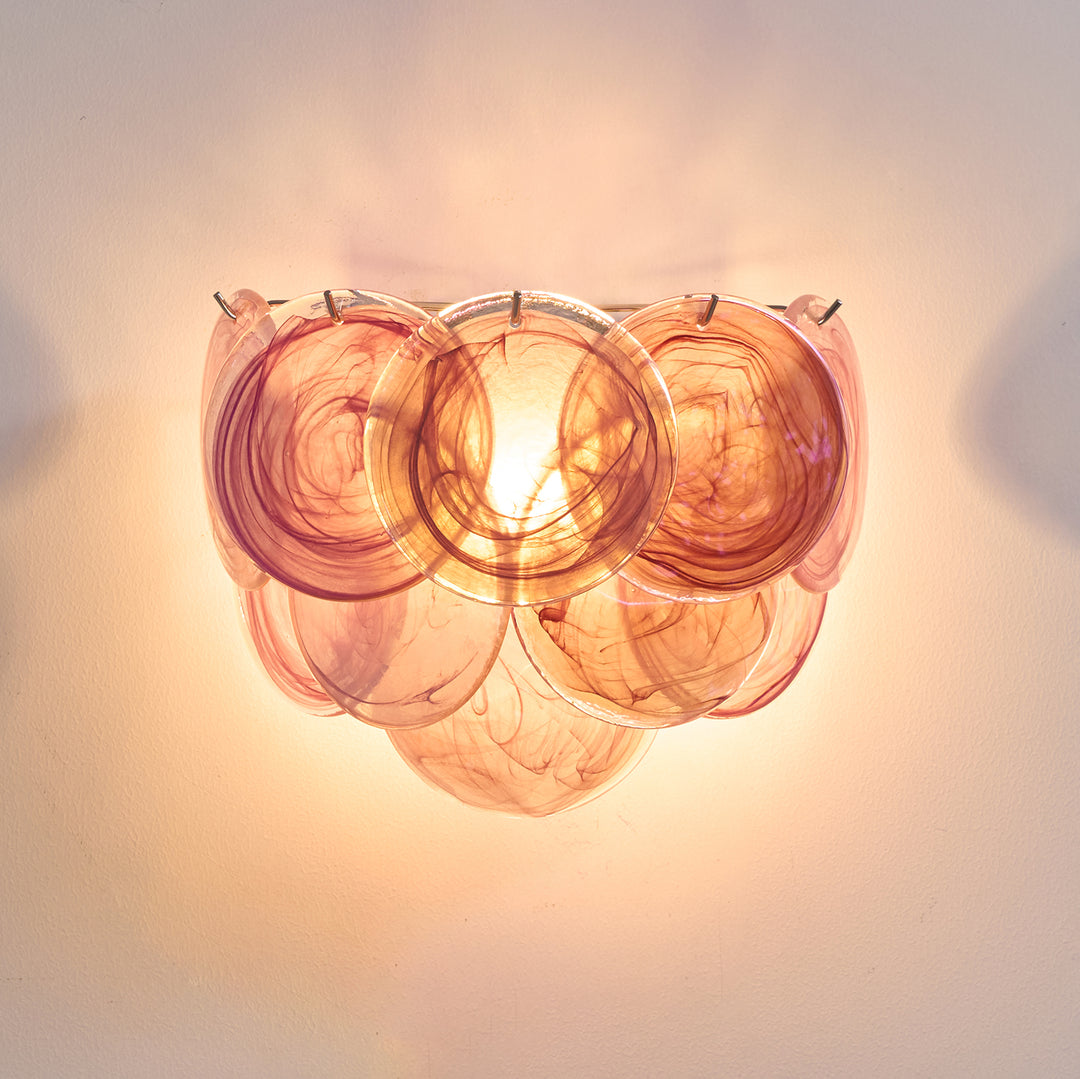 Lunaria Disc Wall Lamp | Handcrafted Murano Glass | Nickel Frame