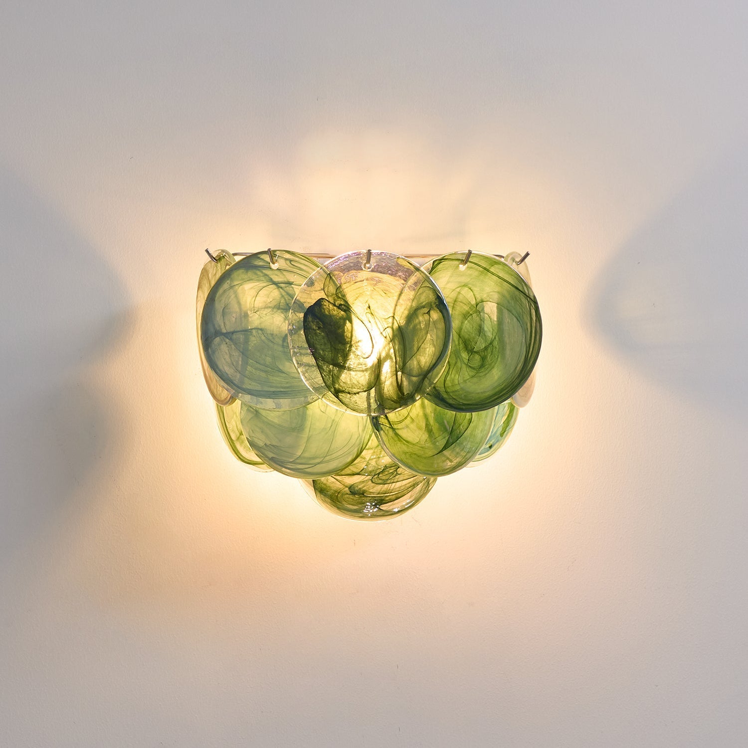 Lunaria Disc Wall Lamp | Handcrafted Murano Glass | Nickel Frame