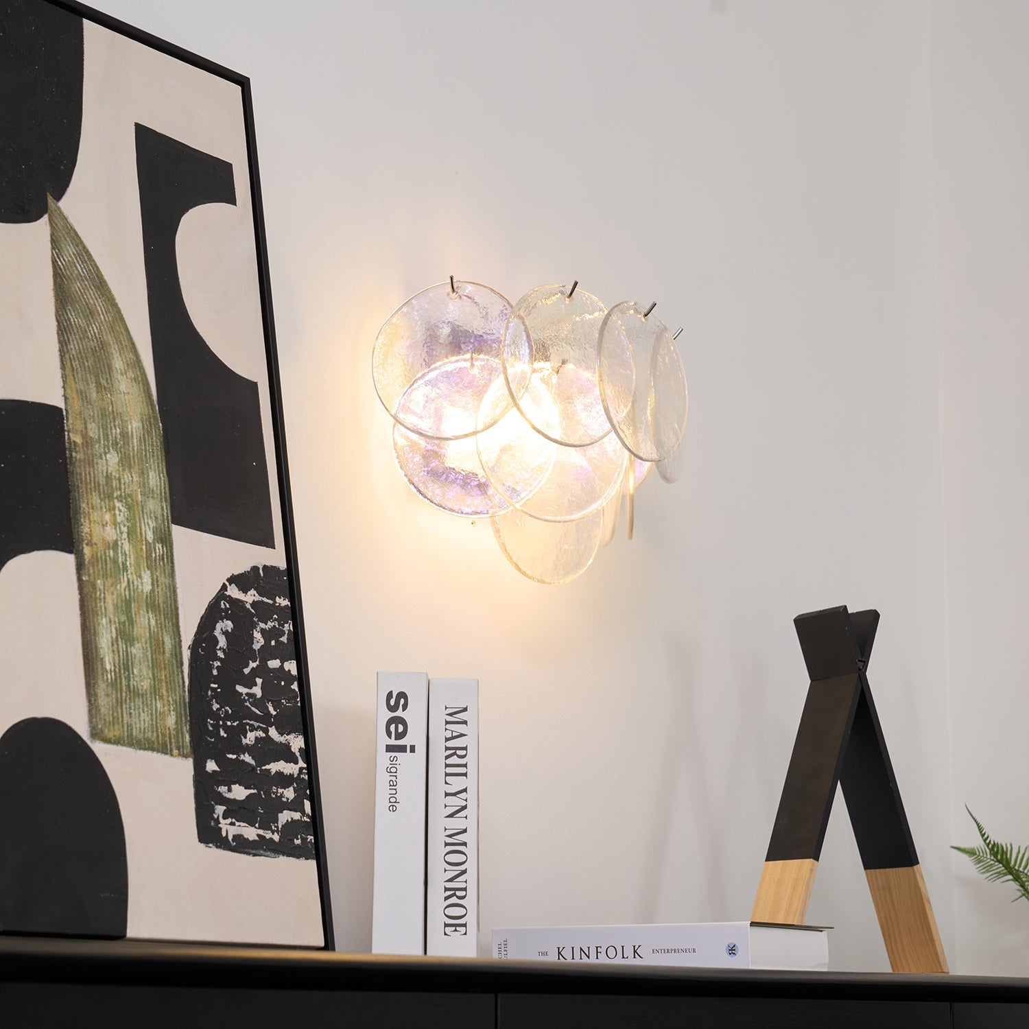 Lunaria Disc Wall Lamp | Handcrafted Murano Glass | Nickel Frame