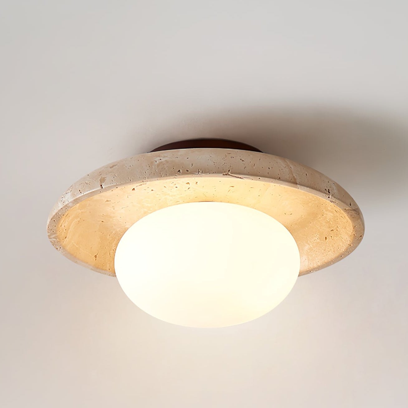 Lunaro Ceiling Lamp | Travertine & Glass | White