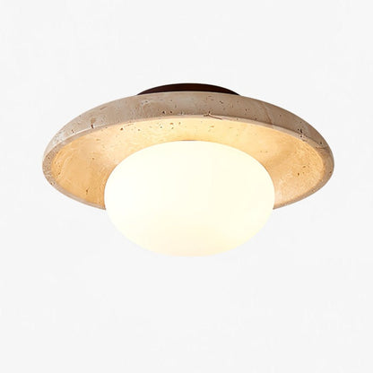 Lunaro Ceiling Lamp | Travertine & Glass | White