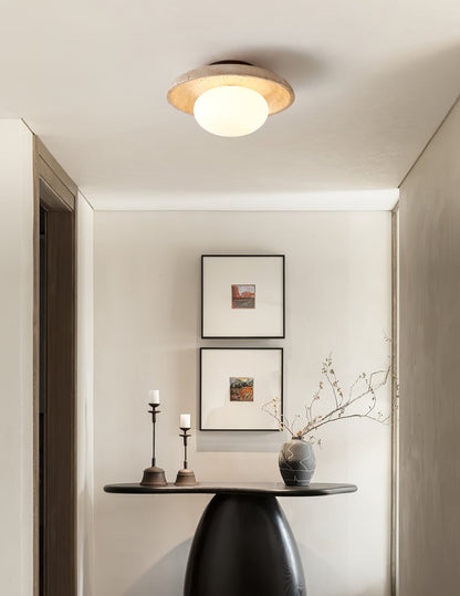 Lunaro Ceiling Lamp | Travertine & Glass | White