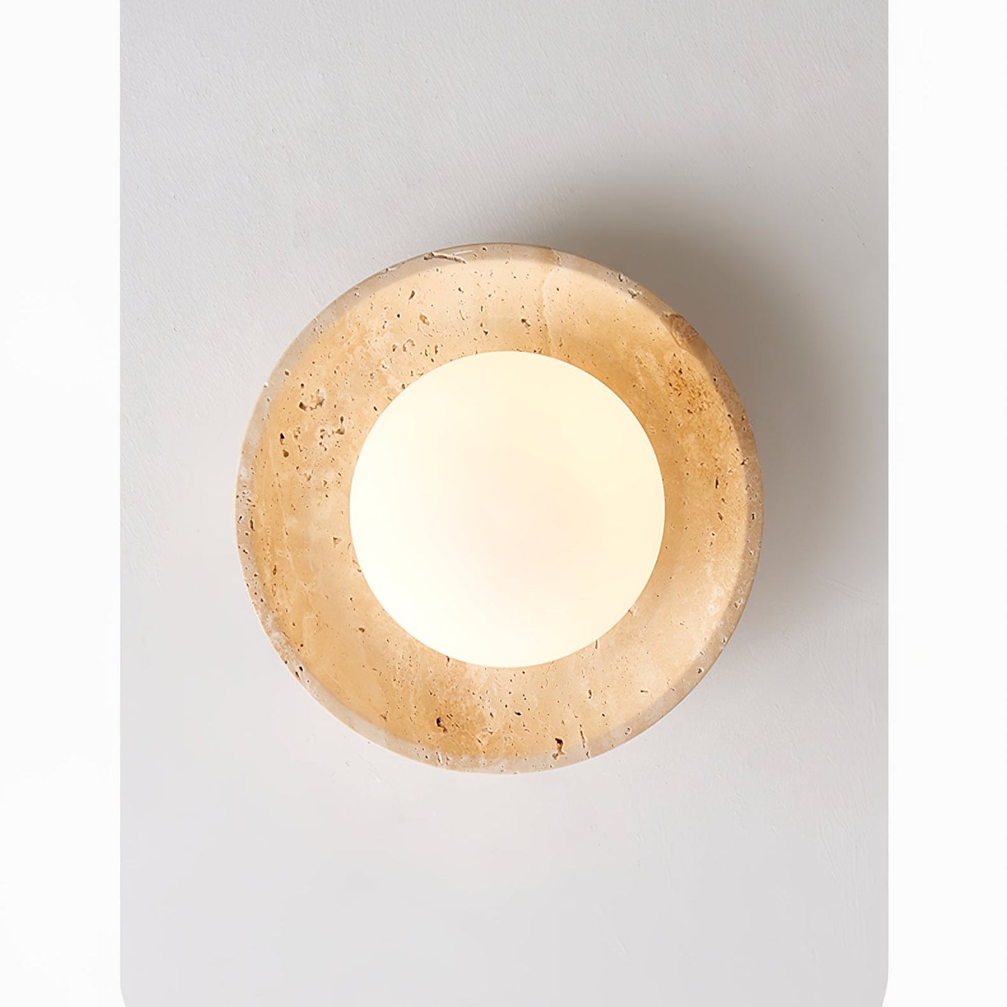 Lunaro Ceiling Lamp | Travertine & Glass | White