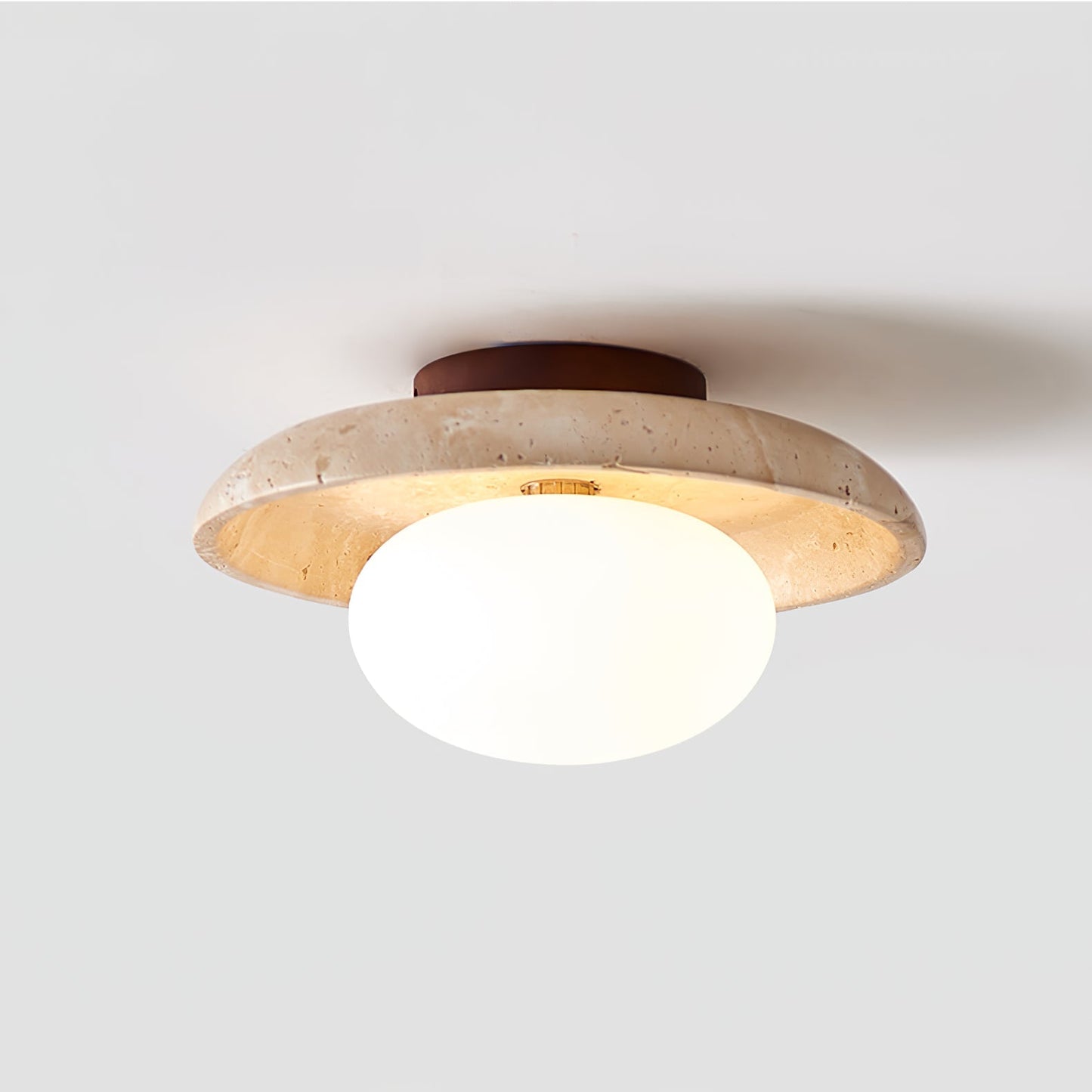 Lunaro Ceiling Lamp | Travertine & Glass | White