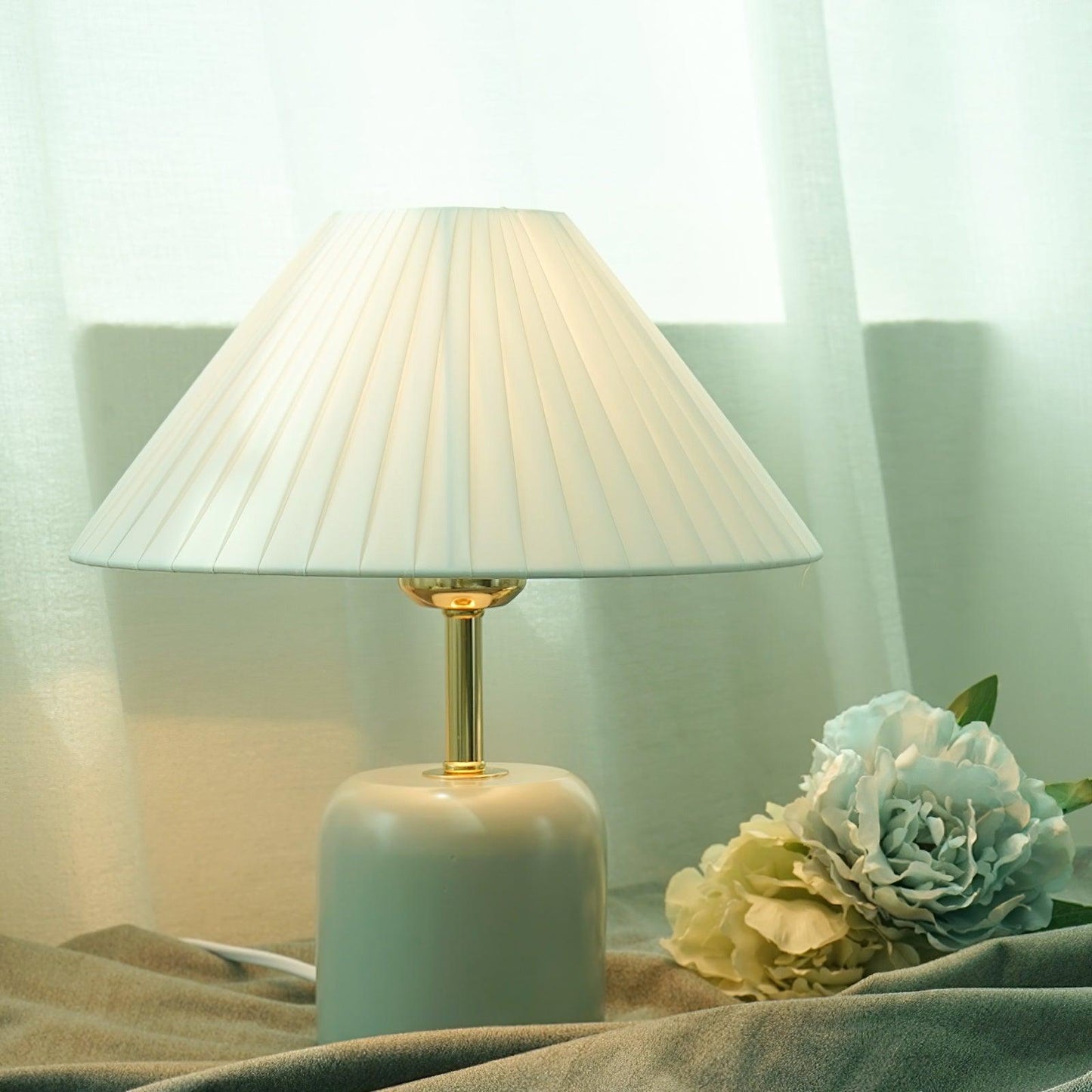 Ceramic Table Lamp | Sea Blue Finish | 29cm Height