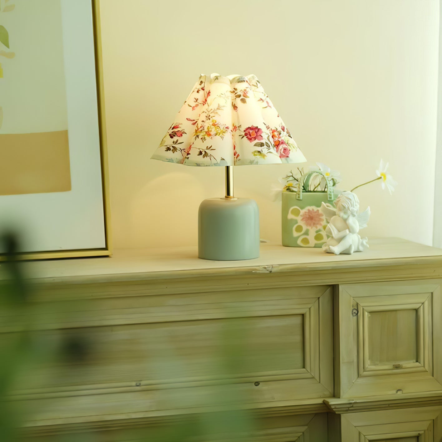 Ceramic Table Lamp | Sea Blue Finish | 29cm Height