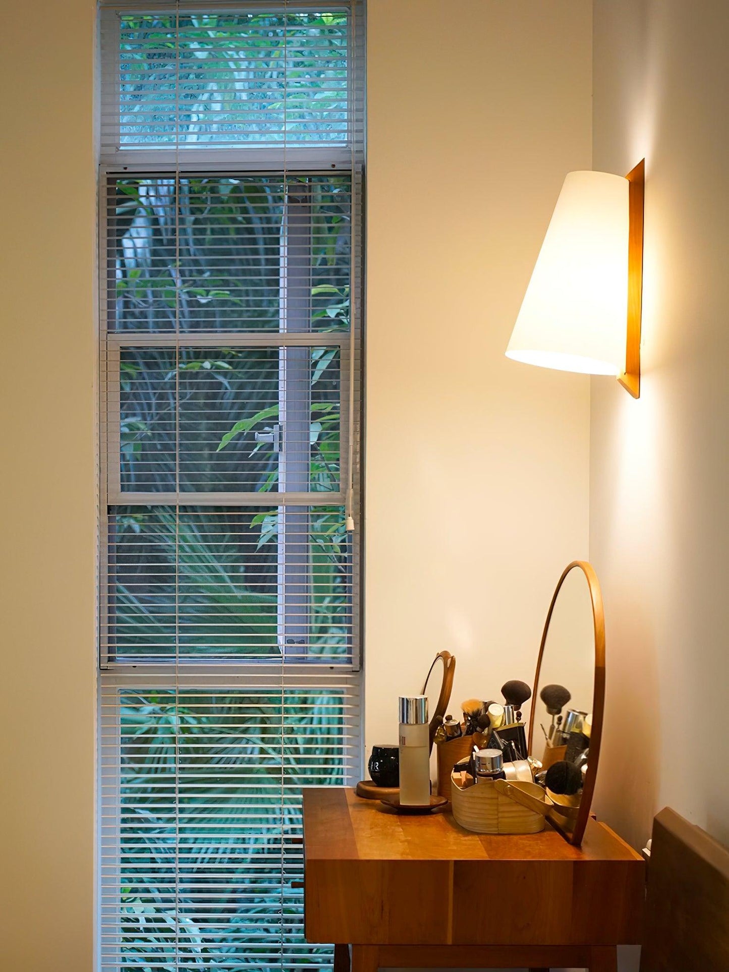 Lupe Wall Lamp | Solid Wood & Fabric | Walnut & White