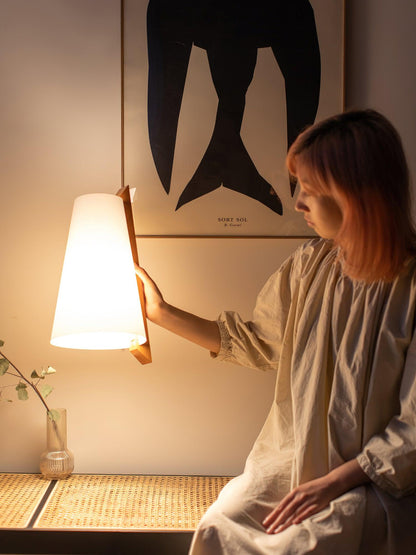 Lupe Wall Lamp | Solid Wood & Fabric | Walnut & White