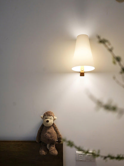 Lupe Wall Lamp | Solid Wood & Fabric | Walnut & White