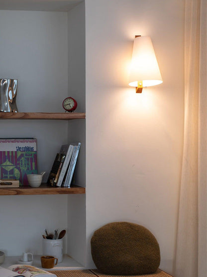 Lupe Wall Lamp | Solid Wood & Fabric | Walnut & White