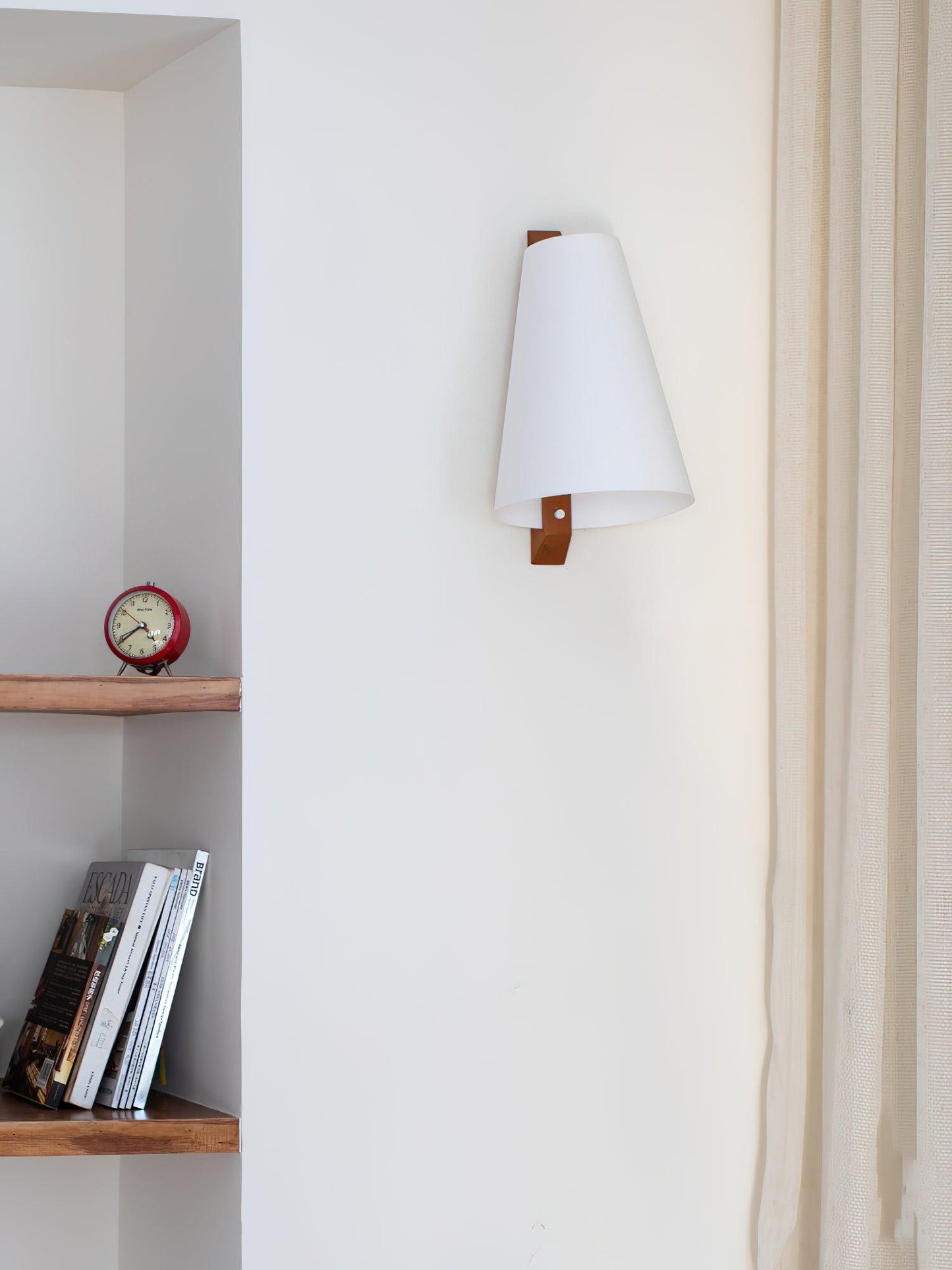 Lupe Wall Lamp | Solid Wood & Fabric | Walnut & White