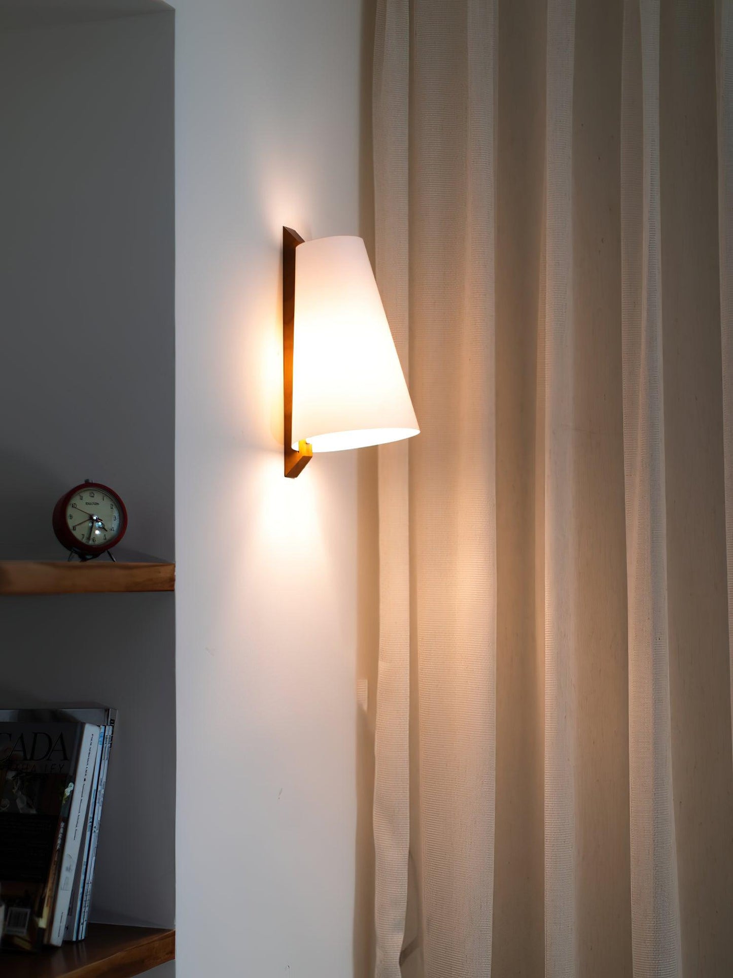 Lupe Wall Lamp | Solid Wood & Fabric | Walnut & White