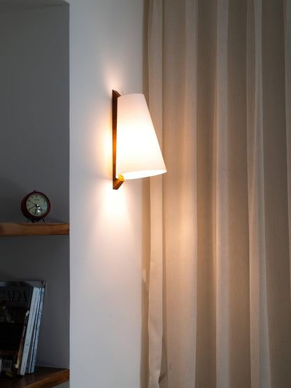 Lupe Wall Lamp | Solid Wood & Fabric | Walnut & White