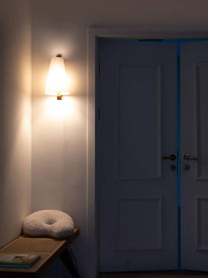 Lupe Wall Lamp | Solid Wood & Fabric | Walnut & White