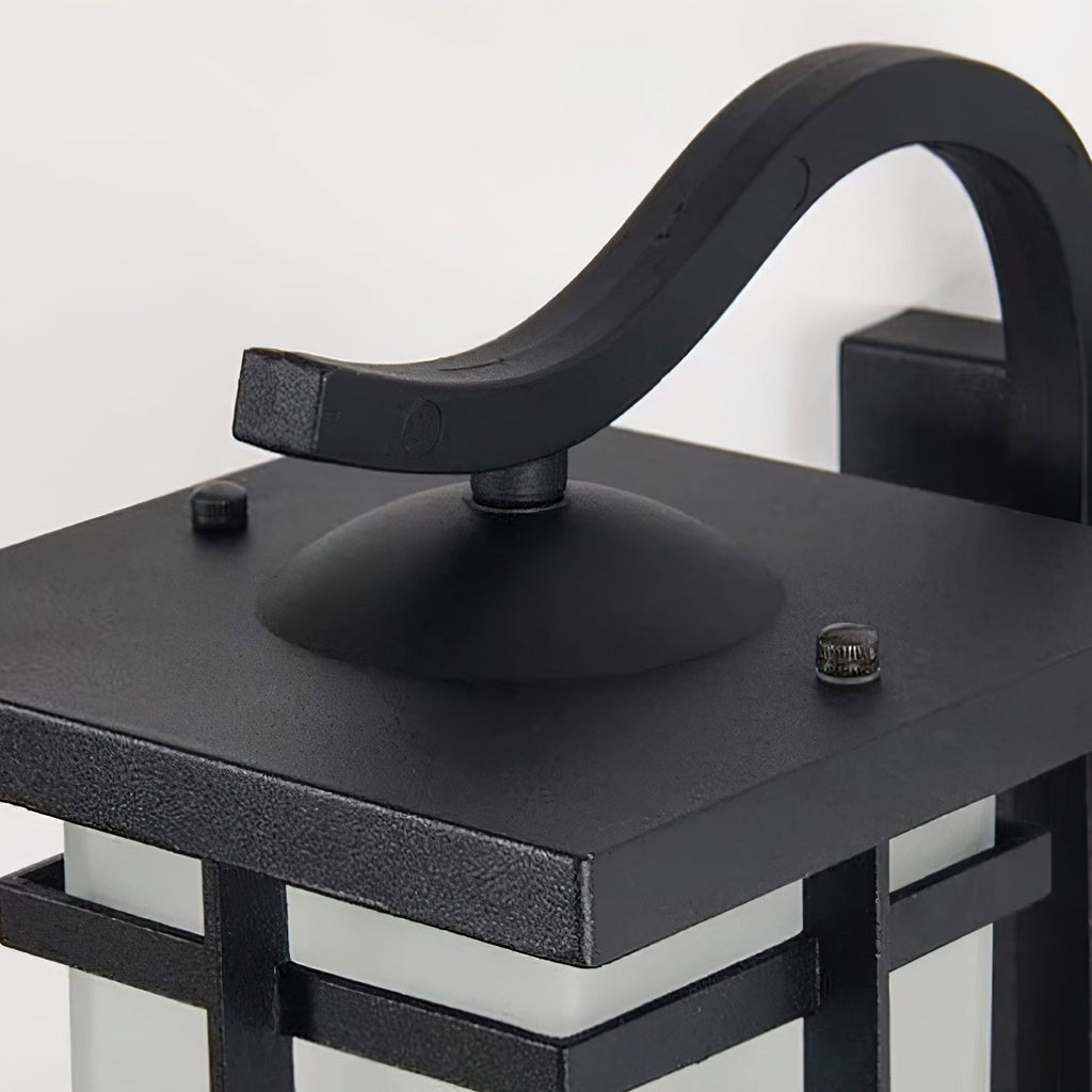 Madison Lantern Outdoor Wall Lamp | Aluminum & Glass | Black