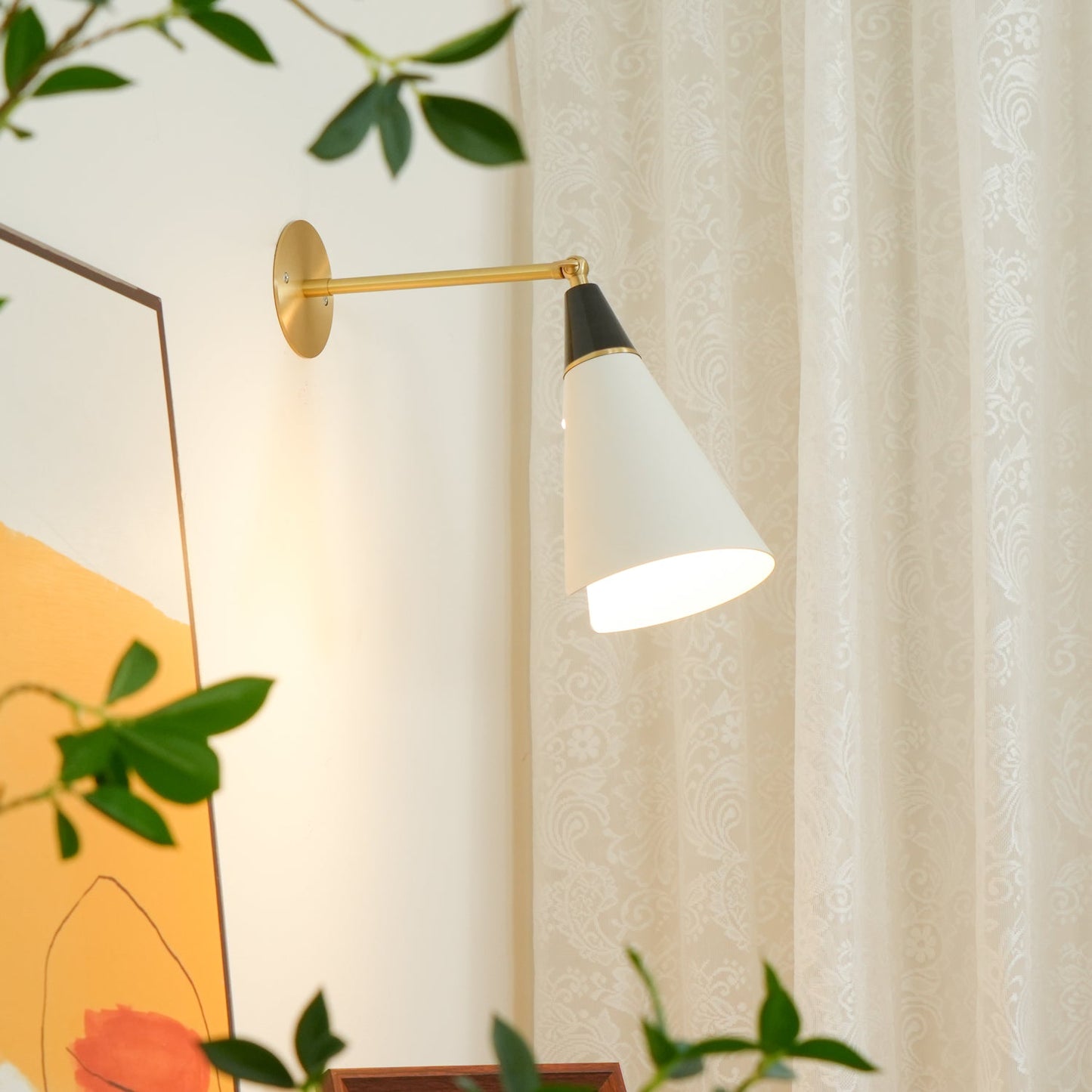 Petite Magari Wall Lamp | Handcrafted Metal & Glass | White & Black