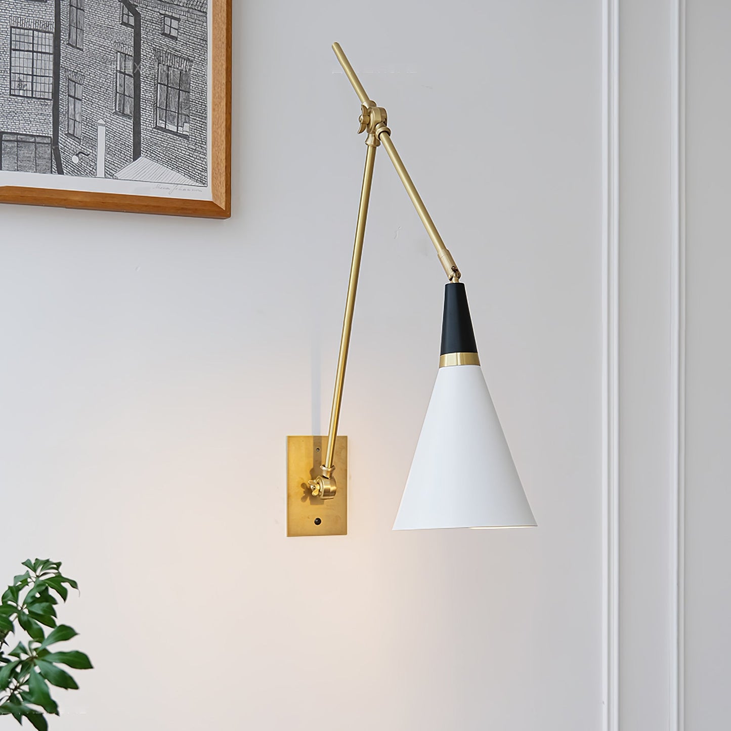 Magari Wall Lamp | Adjustable Metal & Glass Design | White, Black, Brass