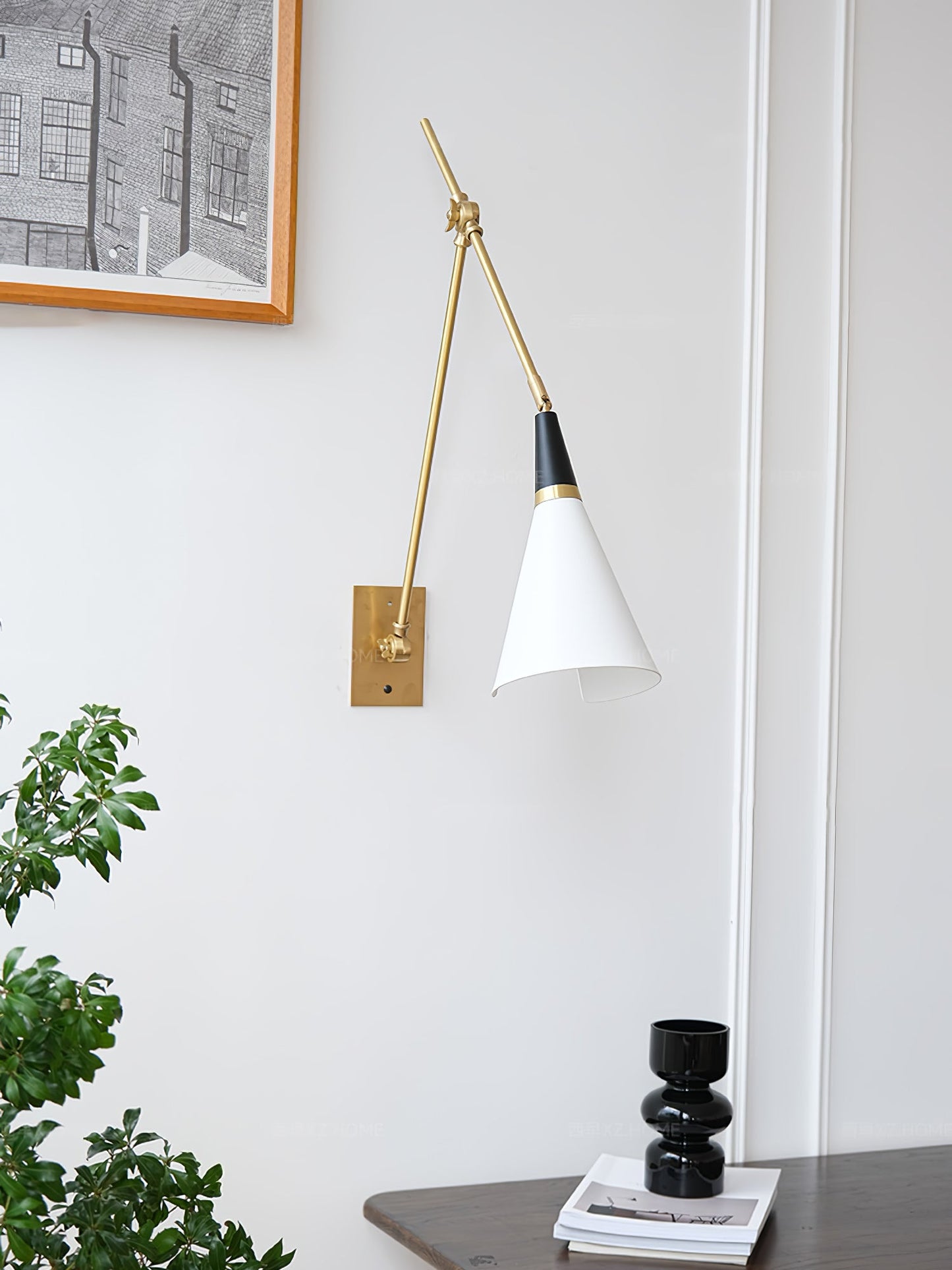 Magari Wall Lamp | Adjustable Metal & Glass Design | White, Black, Brass