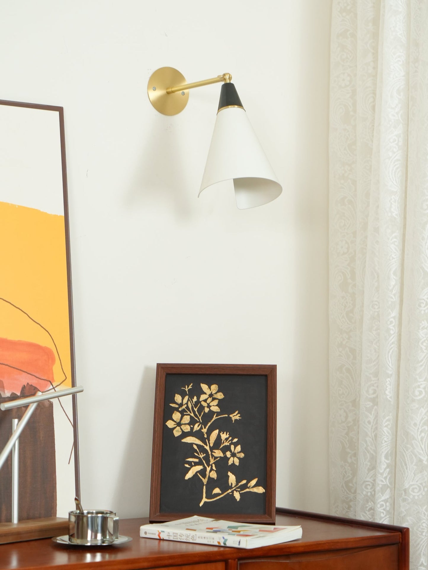 Petite Magari Wall Lamp | Handcrafted Metal & Glass | White & Black