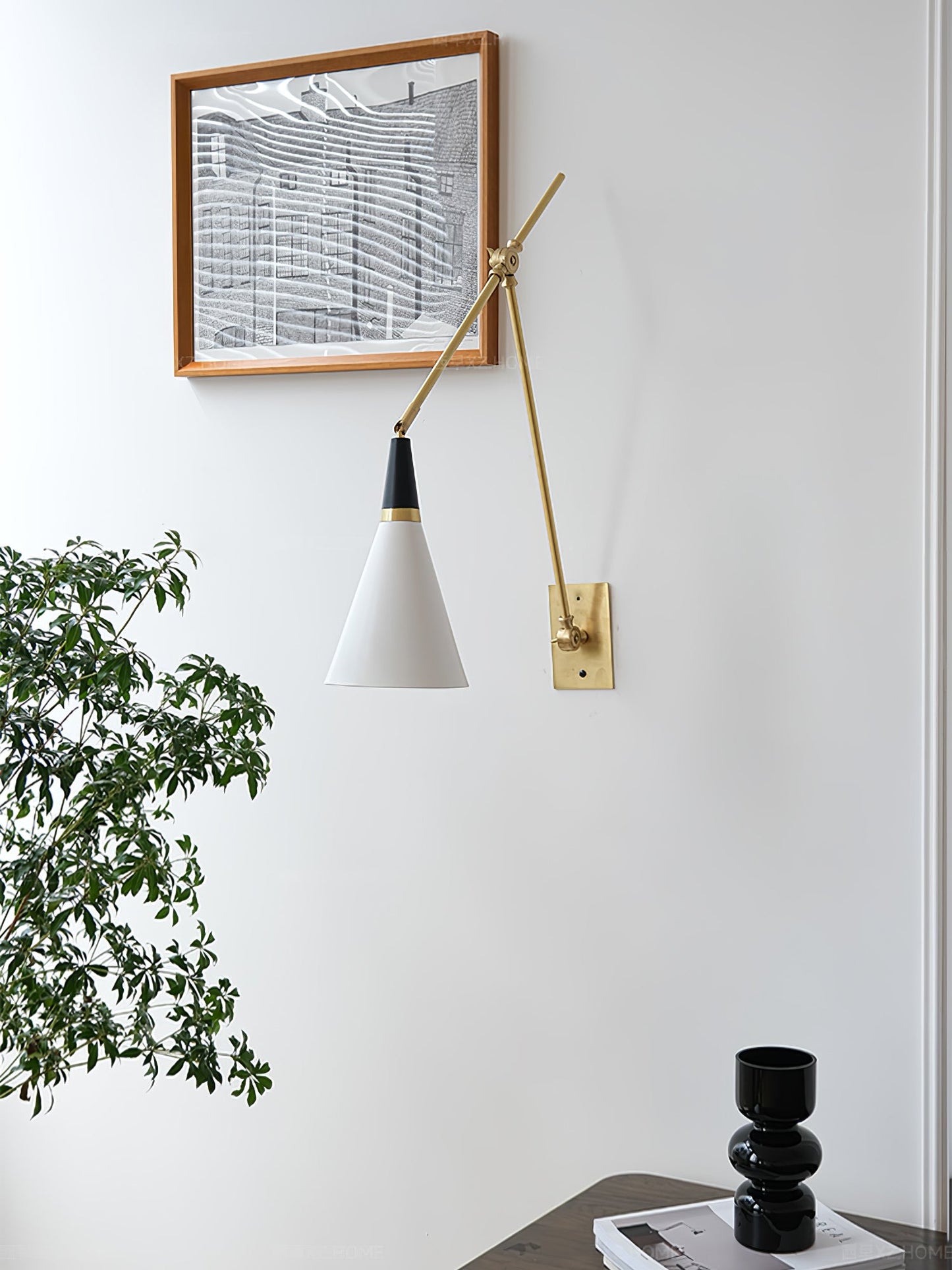 Magari Wall Lamp | Adjustable Metal & Glass Design | White, Black, Brass