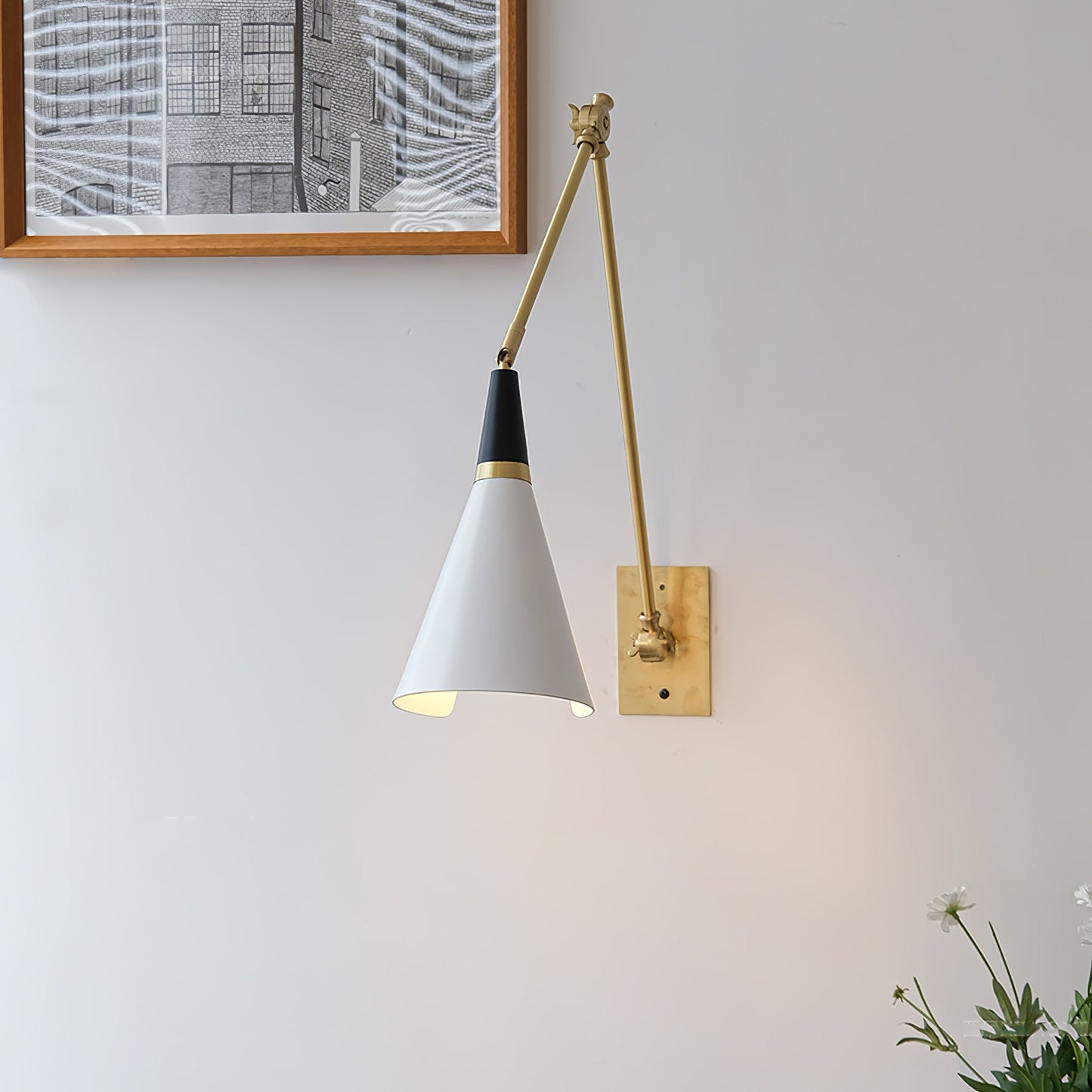 Magari Wall Lamp | Adjustable Metal & Glass Design | White, Black, Brass