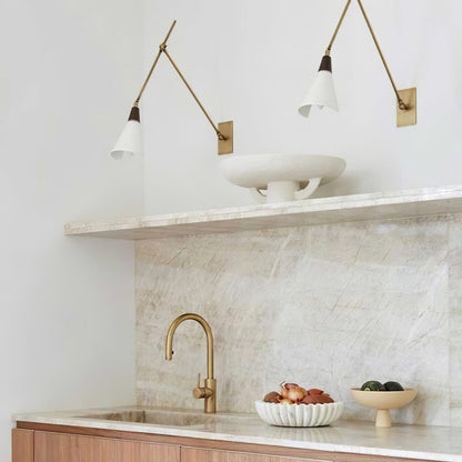 Magari Wall Lamp | Adjustable Metal & Glass Design | White, Black, Brass