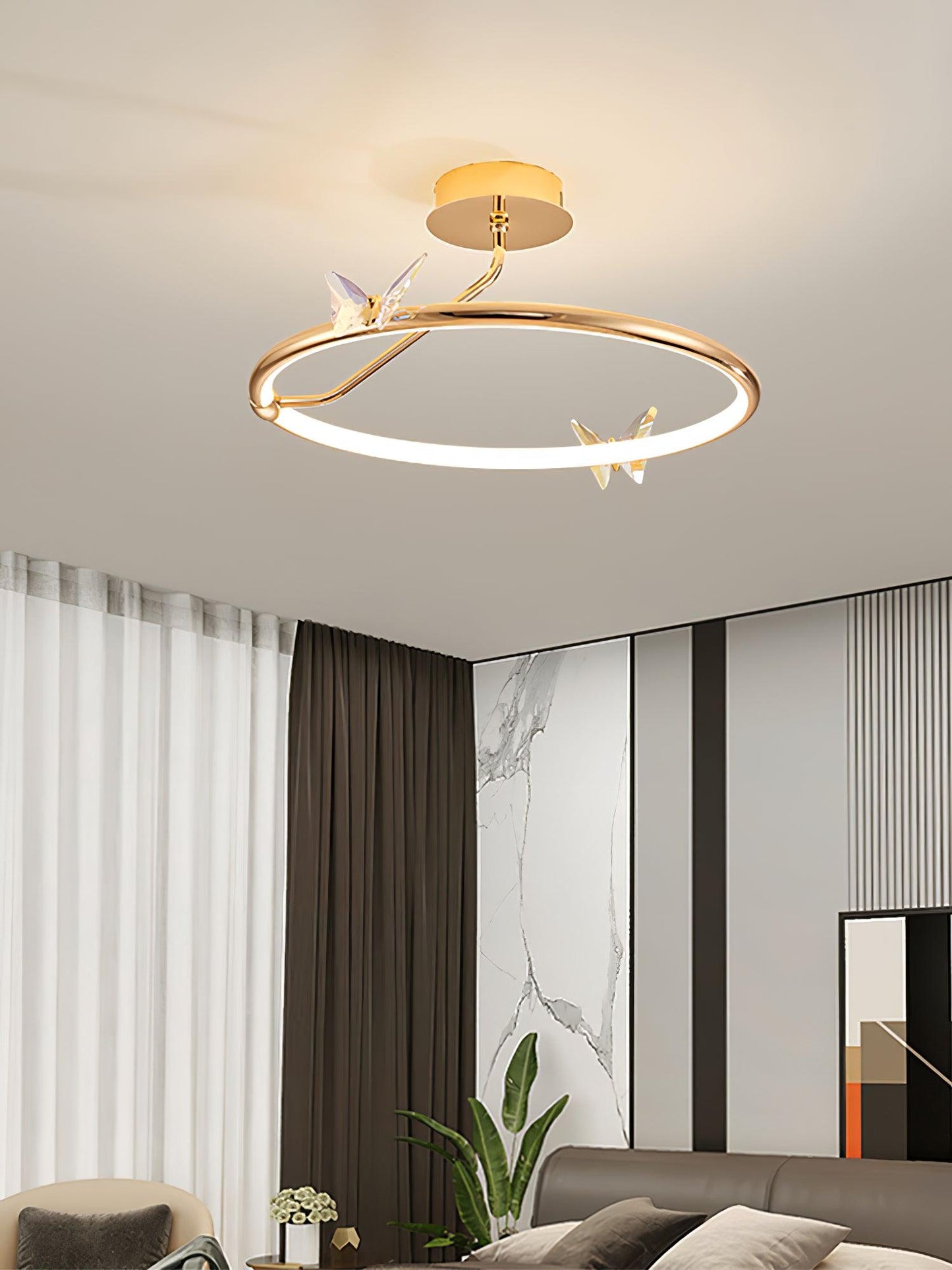 Magic Butterfly Ceiling Lamp | Aluminum Alloy & Crystal | Gold or Transparent
