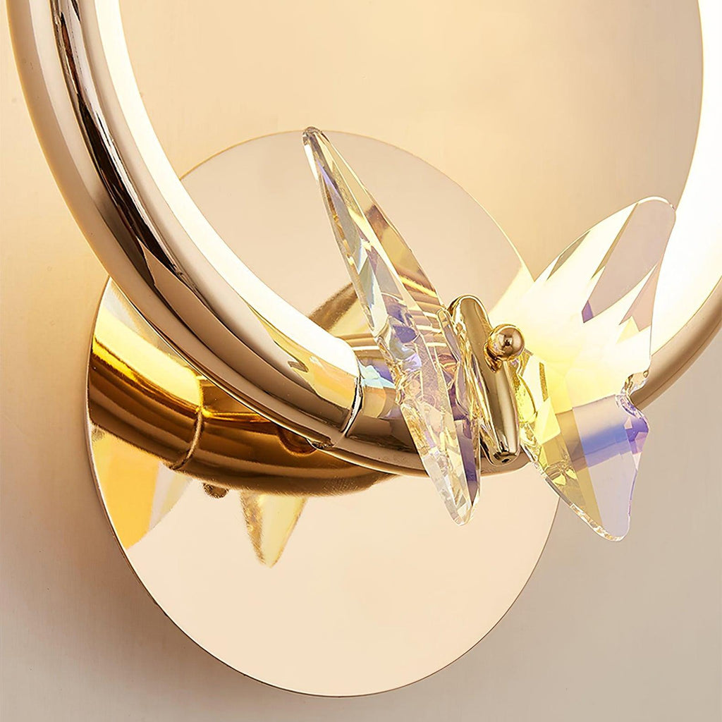 Magic Butterfly Wall Light | Aluminum & Crystal | Gold or Transparent