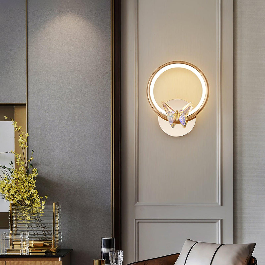 Magic Butterfly Wall Light | Aluminum & Crystal | Gold or Transparent