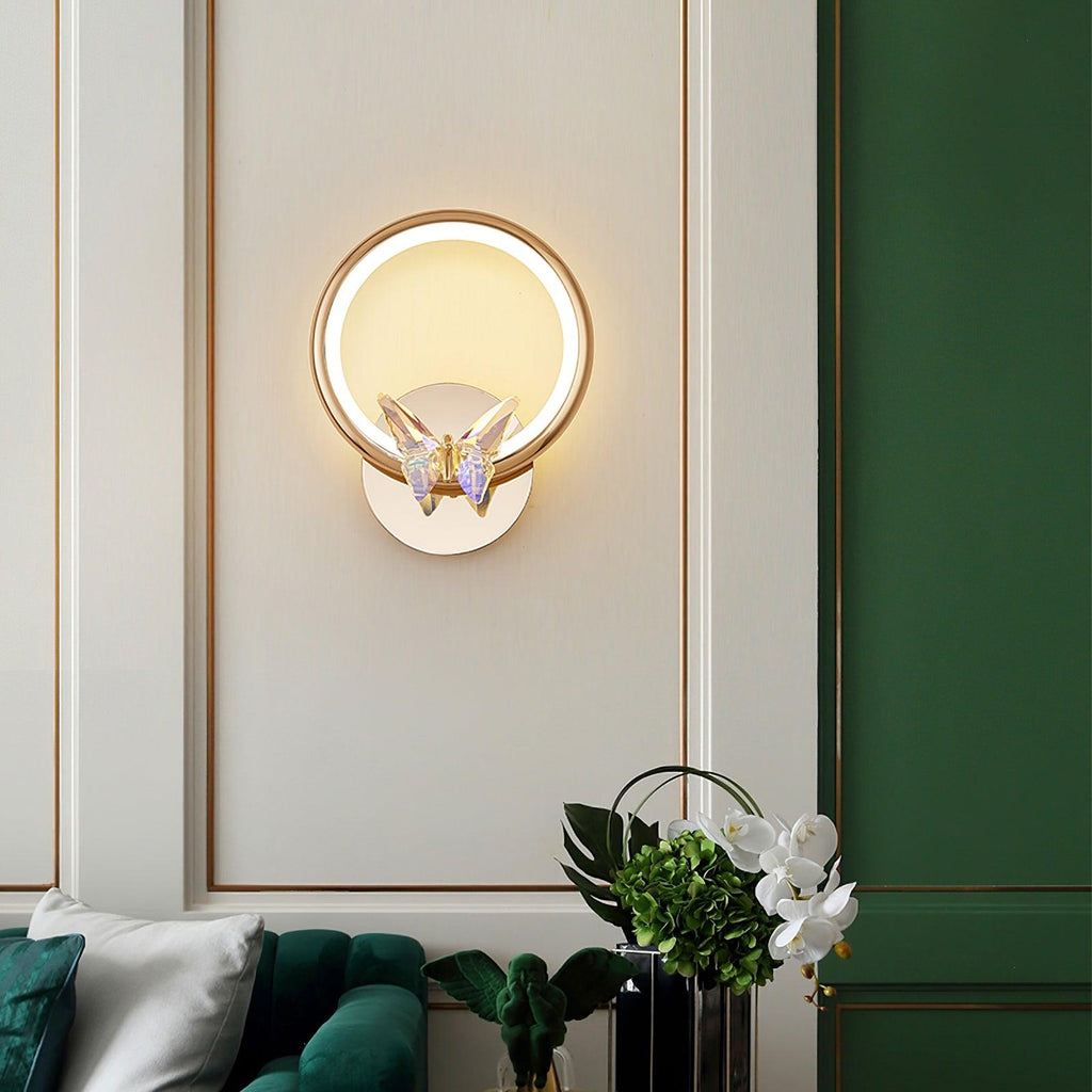 Magic Butterfly Wall Light | Aluminum & Crystal | Gold or Transparent