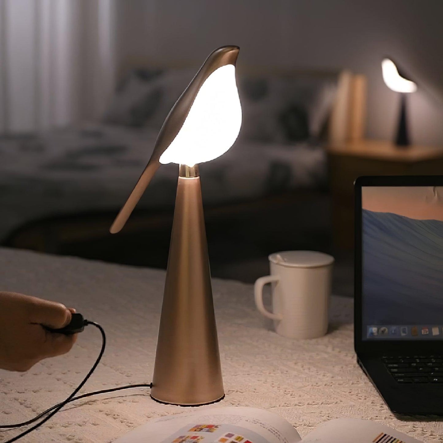 Magpie Art Table Lamp | Metal & Acrylic | Blue, Green, Rose Gold