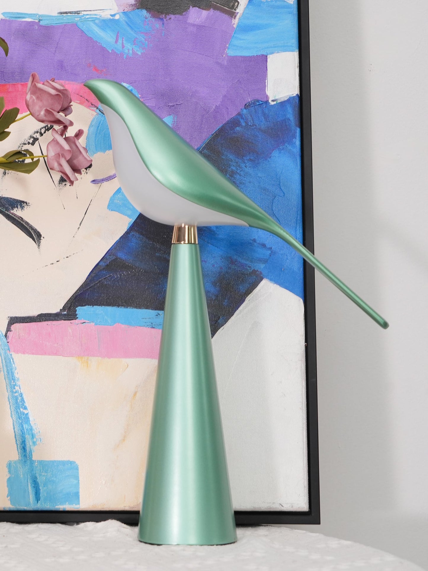 Magpie Art Table Lamp | Metal & Acrylic | Blue, Green, Rose Gold