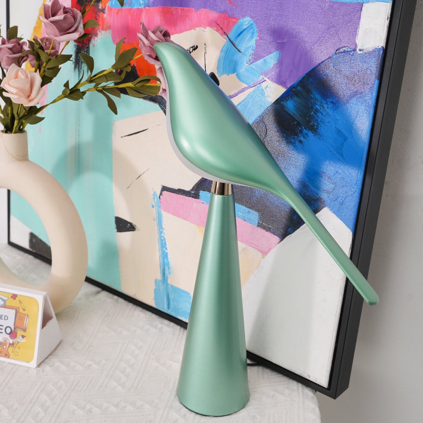 Magpie Art Table Lamp | Metal & Acrylic | Blue, Green, Rose Gold