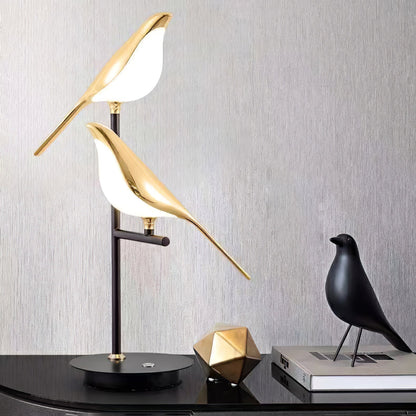 Magpie Perch Table Lamp | Metal, Acrylic, Iron | Black, Gold, White