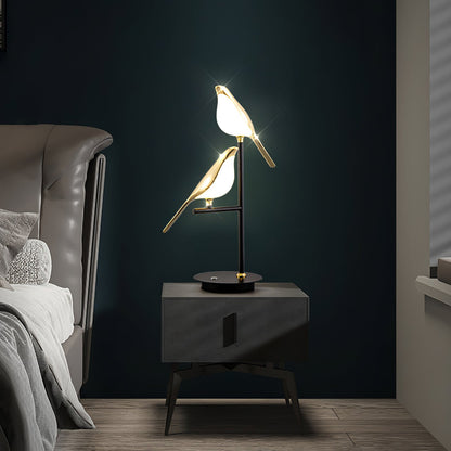 Magpie Perch Table Lamp | Metal, Acrylic, Iron | Black, Gold, White