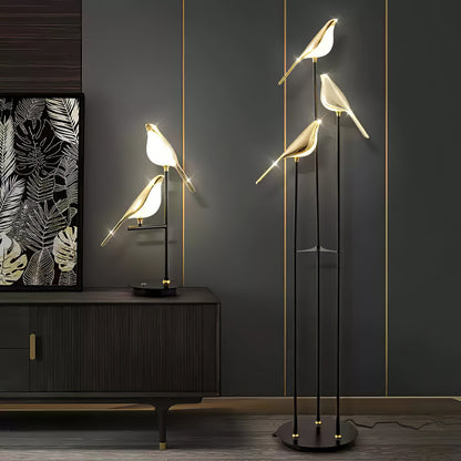 Magpie Perch Table Lamp | Metal, Acrylic, Iron | Black, Gold, White