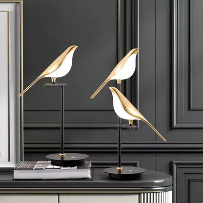 Magpie Perch Table Lamp | Metal, Acrylic, Iron | Black, Gold, White
