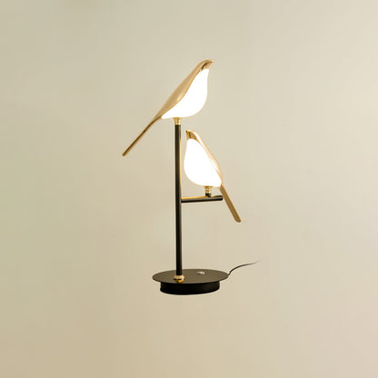 Magpie Perch Table Lamp | Metal, Acrylic, Iron | Black, Gold, White