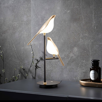 Magpie Perch Table Lamp | Metal, Acrylic, Iron | Black, Gold, White