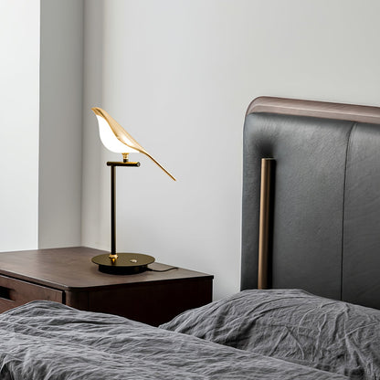 Magpie Perch Table Lamp | Metal, Acrylic, Iron | Black, Gold, White