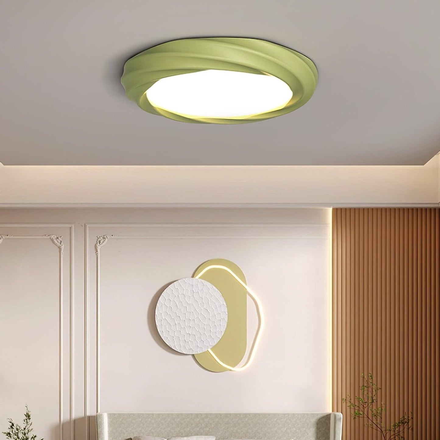 Maivy LED Flush Mount Ceiling Light | Acrylic & Resin | White, Beige, Green
