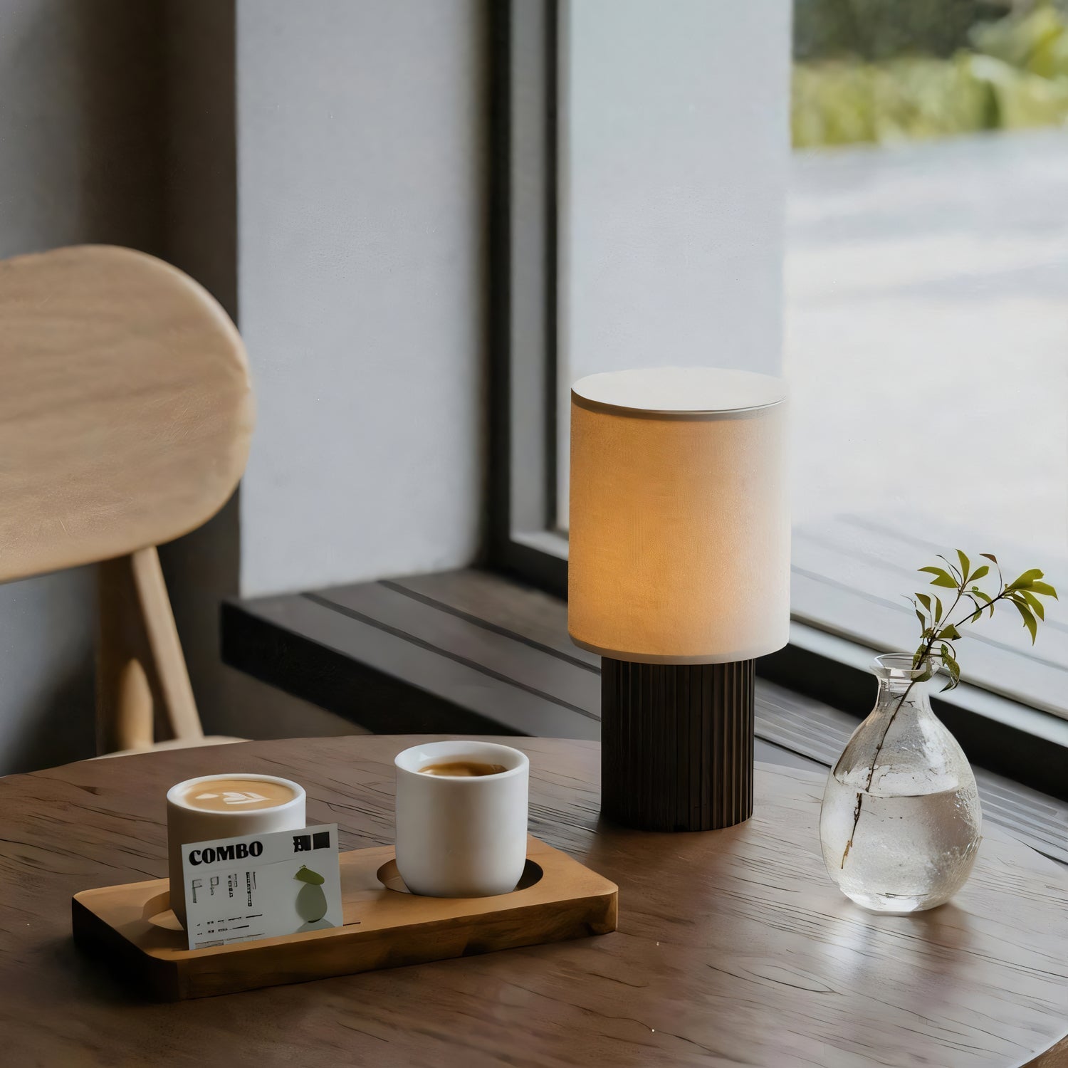 Manhattan Table Lamp | Wireless Rechargeable | Brown & Beige