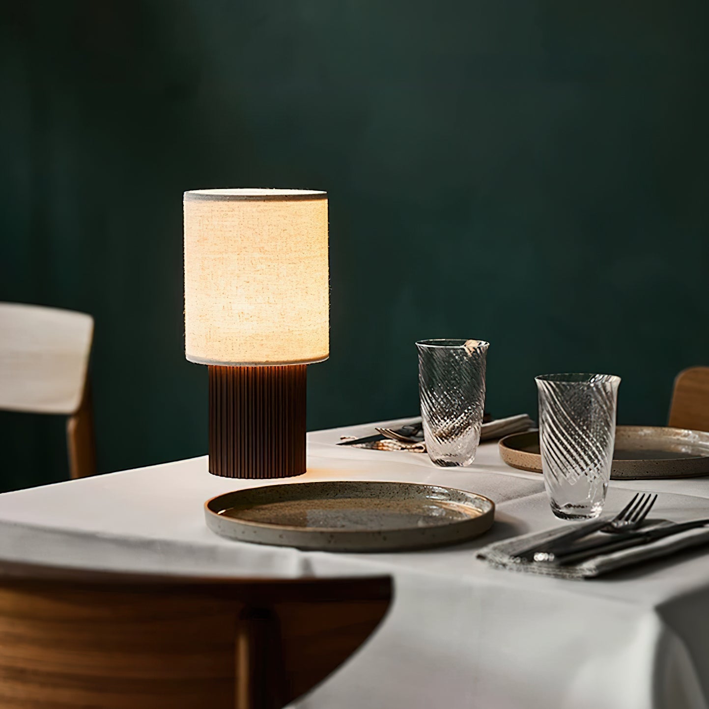 Manhattan Table Lamp | Wireless Rechargeable | Brown & Beige