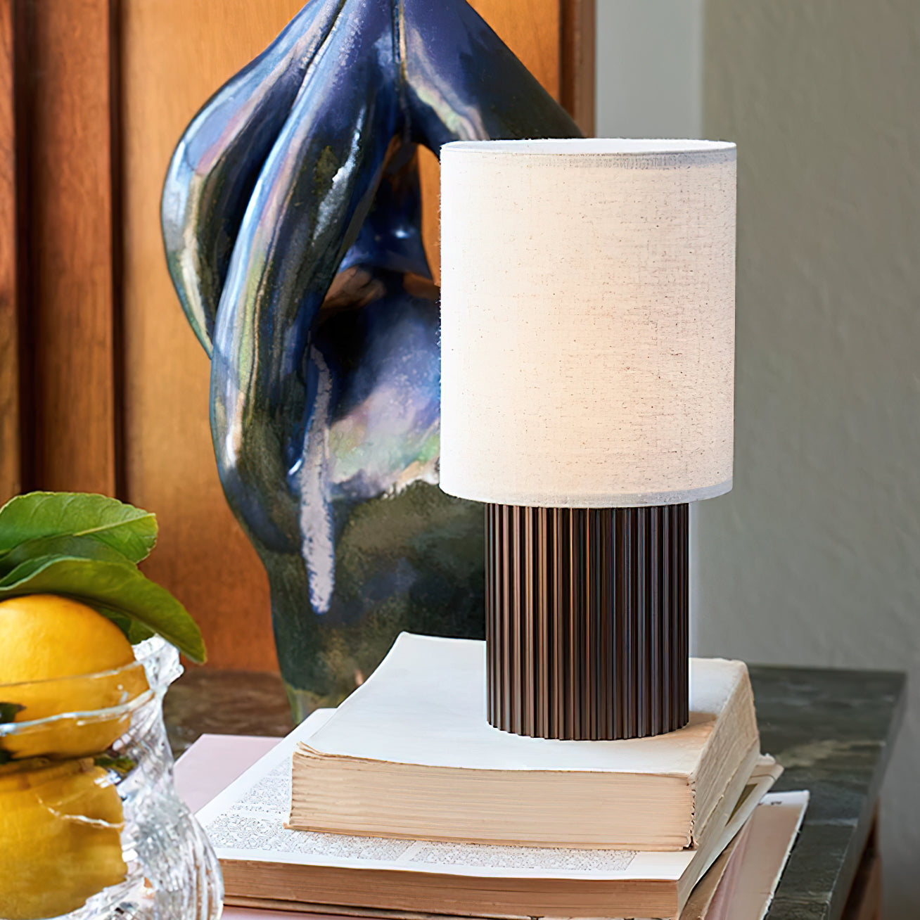 Manhattan Table Lamp | Wireless Rechargeable | Brown & Beige