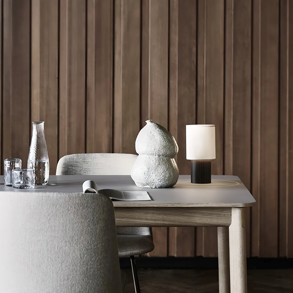 Manhattan Table Lamp | Wireless Rechargeable | Brown & Beige