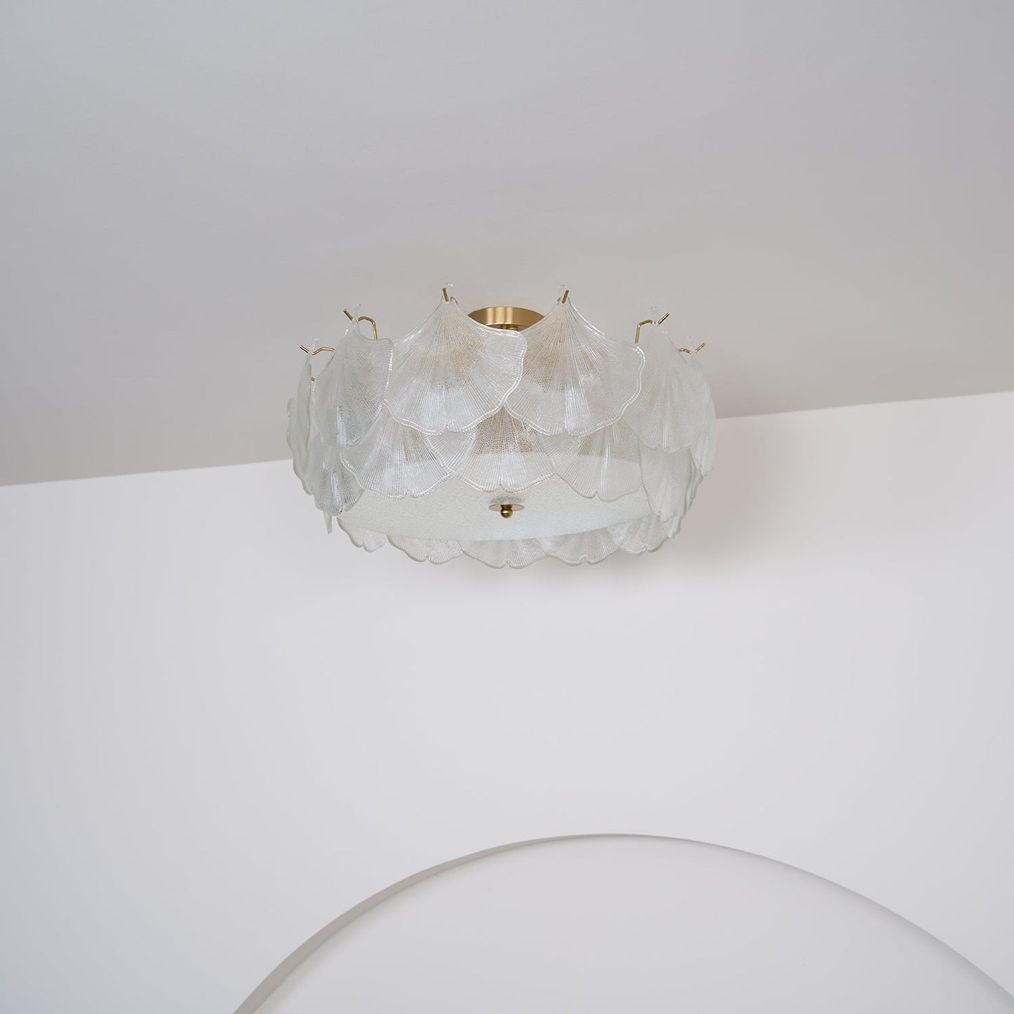 Maple Leaf Ceiling Light | Glass & Metal | Gold Finish