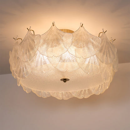 Maple Leaf Ceiling Light | Glass & Metal | Gold Finish